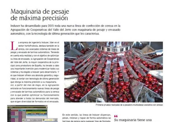 REVISTA MERCADOS. NUEVA INSTALACION DE INDUSER EN LA AGRUPACION DE COOPERATIVAS VALLE DEL JERTE