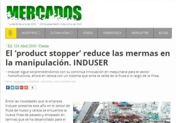 REVISTA MERCADOS: NOVEDADES DE INDUSER PARA FRUTA DE HUESO CAMPAÑA 2016